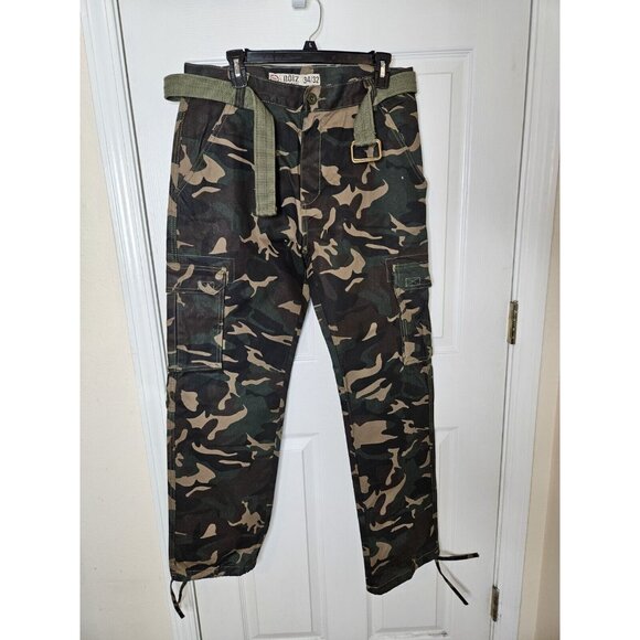 Mens Noiz Olive Camo  Cargo Pants,Size 34x32 - Picture 1 of 12
